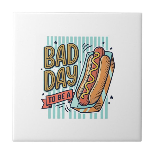 Azulejo Camiseta Diseño Vector Retro Hot Dog Mal Día_1 (Frente)