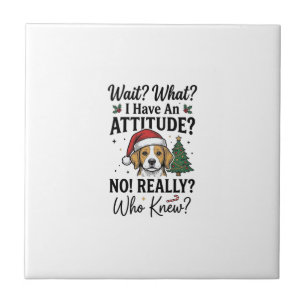 Azulejo Camiseta divertida de actitud de perro de Navidad