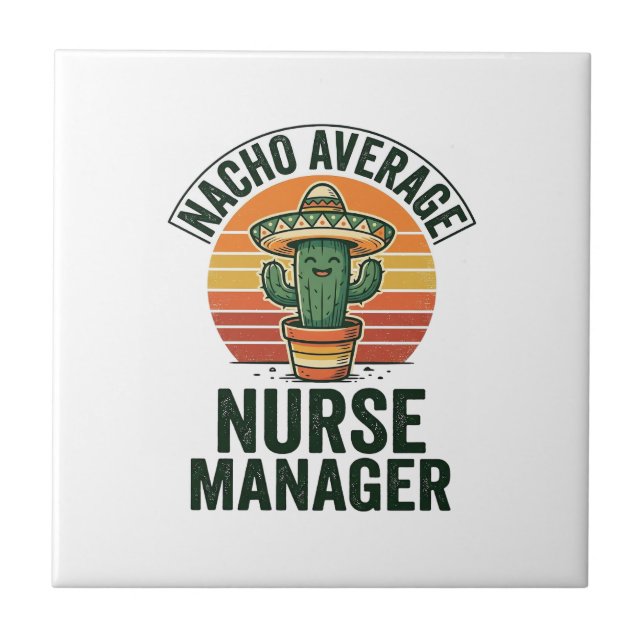 Azulejo Camiseta divertida de cactus para gerente de enfer (Frente)