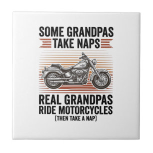 Azulejo Camiseta divertida de grabado vintage de motocicle