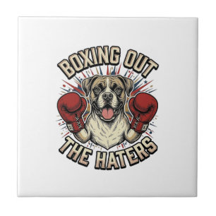 Azulejo Camiseta divertida de perro boxeador boxeando a lo