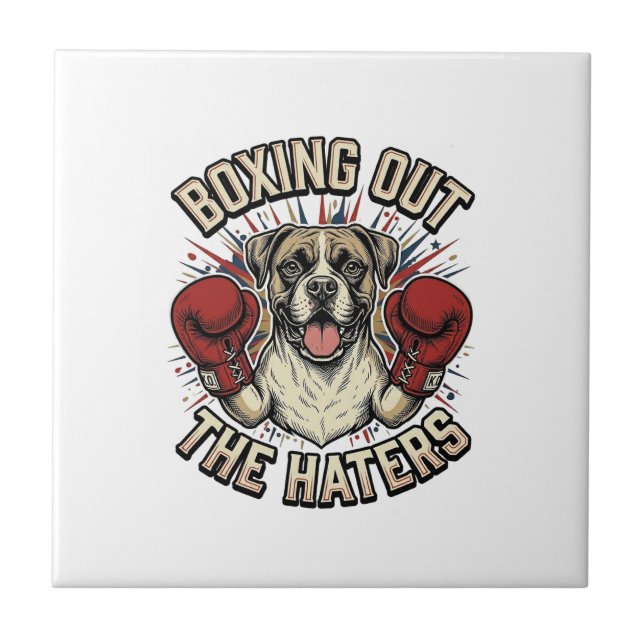 Azulejo Camiseta divertida de perro boxeador boxeando a lo (Frente)