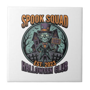 Azulejo Camiseta divertida de zombie de Halloween Spook Sq