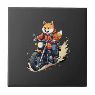 Azulejo Camiseta Divertida, Shiba Inu, Motocicleta, Perro,