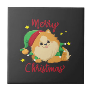 Azulejo Camiseta esencial de Navidad Pomerania Feliz Navid