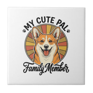 Azulejo Camiseta Familia Corgi Diseño Vintage Amante Masco