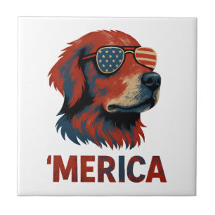 Azulejo Camiseta Golden Retriever 4 De Julio Merica