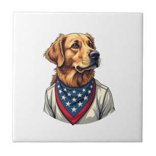 Azulejo Camiseta Grabada Vintage de Golden Retriever Ameri