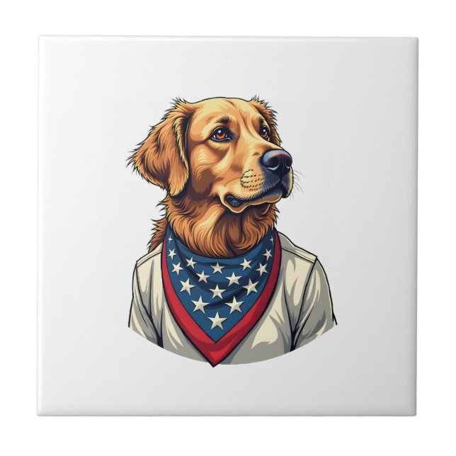Azulejo Camiseta Grabada Vintage de Golden Retriever Ameri (Frente)
