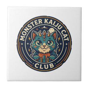 Azulejo Camiseta gráfica de arte de gato monstruo Kaiju -