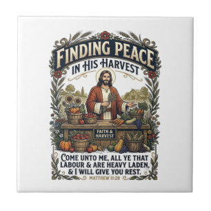 Azulejo Camiseta gráfica de comida hecha a mano Jesus Farm