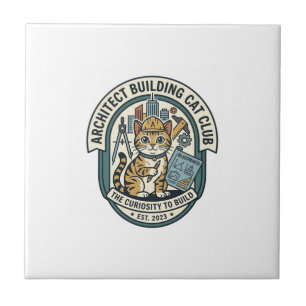 Azulejo Camiseta Gráfica de Gato de Arquitecto - Arqui