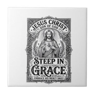Azulejo Camiseta gráfica de Jesús amante del té cristiano