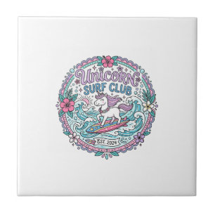 Azulejo Camiseta Gráfica del Club de Surf de Unicornios Ju