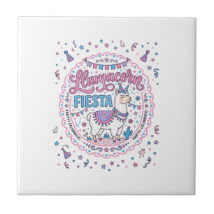 Azulejo Camiseta Gráfica Divertida Fiesta Llamacorn Unicor