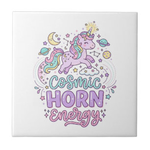 Azulejo Camiseta gráfica pastel linda energía cuerno cósmi