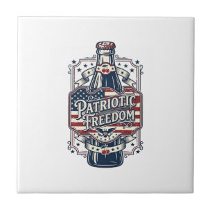 Azulejo Camiseta gráfica retro de soda de cereza patriótic