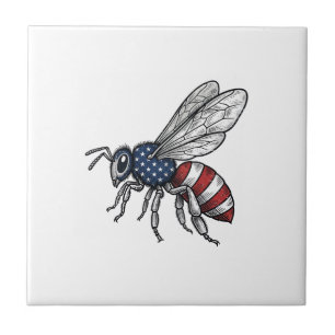 Azulejo Camiseta gráfica vectorial de abeja patriótica vin
