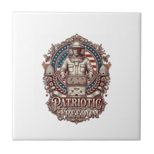 Azulejo Camiseta gráfica vectorial de apicultor patriota