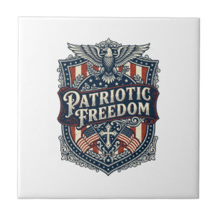 Azulejo Camiseta gráfica vectorial de fe patriótica y libe