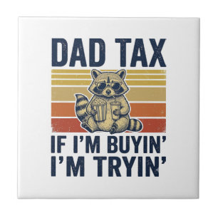 Azulejo Camiseta gráfica vintage de mapache Funny Dad Tax_