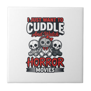 Azulejo Camiseta Gráfica Vintage de Terror Mono Cuddly Des
