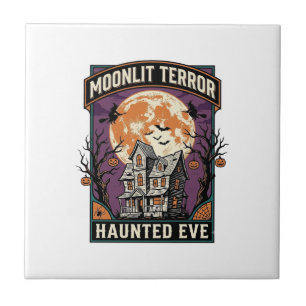 Azulejo Camiseta Haunted Moon Grabado Vintage Halloween Gr