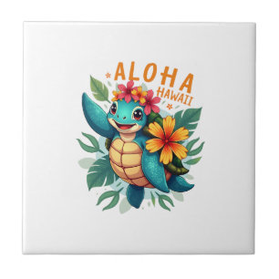Azulejo Camiseta hawaiana Aloha Hawái Tortuga de mar Chica