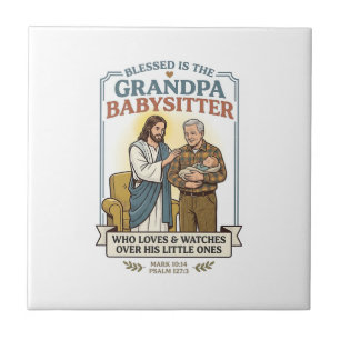 Azulejo Camiseta Humor Abuelos de Jesús Cuidando Bebés Fe