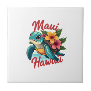 Azulejo Camiseta Maui Hawaii Chica Mujeres Niños Tortuga M