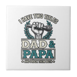 Azulejo Camiseta Micrófono Vintage Títulos Papá y Papá Roc