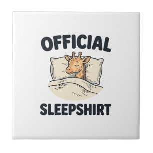 Azulejo Camiseta Oficial de Dormir Jirafa Divertida Desi