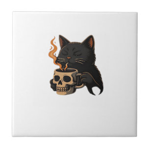 Azulejo Camiseta oversize de Dark Cat Coffee con taza de c