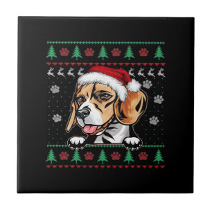 Azulejo Camiseta oversize de Navidad con perro Beagle feo