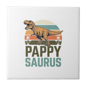 Azulejo Camiseta Pappysaurus Dinosaurio Divertido Atardece