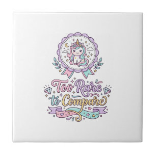 Azulejo Camiseta pastel linda unicornio demasiado raro par