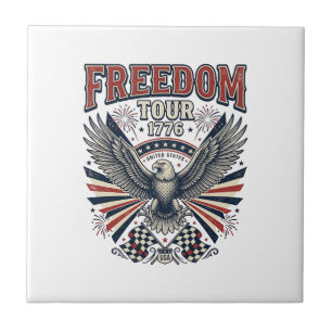 Azulejo Camiseta Patriótica Águila Vintage Tour Libertad 1