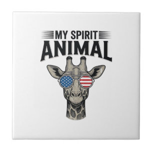 Azulejo Camiseta Patriótica Animal Espiritual Jirafa Vinta