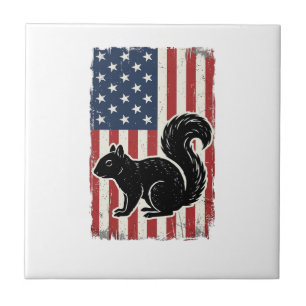 Azulejo Camiseta Patriótica de Ardilla de Bandera American