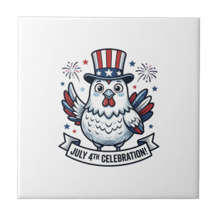 Azulejo Camiseta Patriótica de Pollo Celebración 4 de Juli