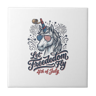 Azulejo Camiseta Patriótica Unicornio 4 de Julio Libertad 