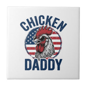 Azulejo Camiseta Patriótica Vintage Gallo Papá Pollo Desi