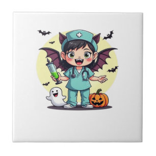 Azulejo Camiseta Premium de Halloween de enfermera bruja p