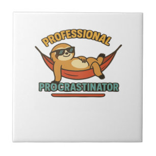 Azulejo Camiseta Retro Perezoso Procrastinador Profesional