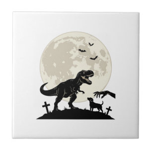 Azulejo Camiseta Silueta Cementerio Perro Dinosaurio Bajo