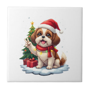 Azulejo Camiseta sin Mangas Funny Peace Hand Shih Tzu Chri