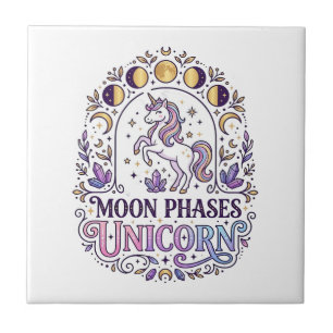 Azulejo Camiseta Unicornio Fases Lunares Unicornio Fondo B