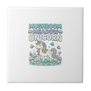 Azulejo Camiseta Unicornio Hongo Pradera Unicornio De Moda