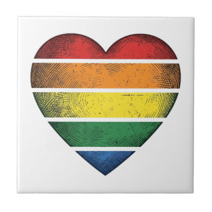 Azulejo Camiseta Vectorial de Orgullo Corazón Arcoíris Vin