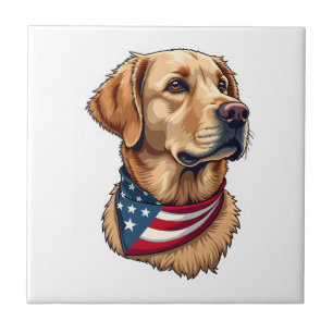 Azulejo Camiseta Vintage Cabeza de Golden Retriever Patrió